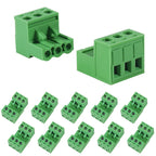 10PCS 3 Pin 5.08mm Pitch Pluggable PCB Angle Screw Terminal Block Plug Connector Socket Panel Mount DIY with 10Pcs 3Pin Phoenix Plug