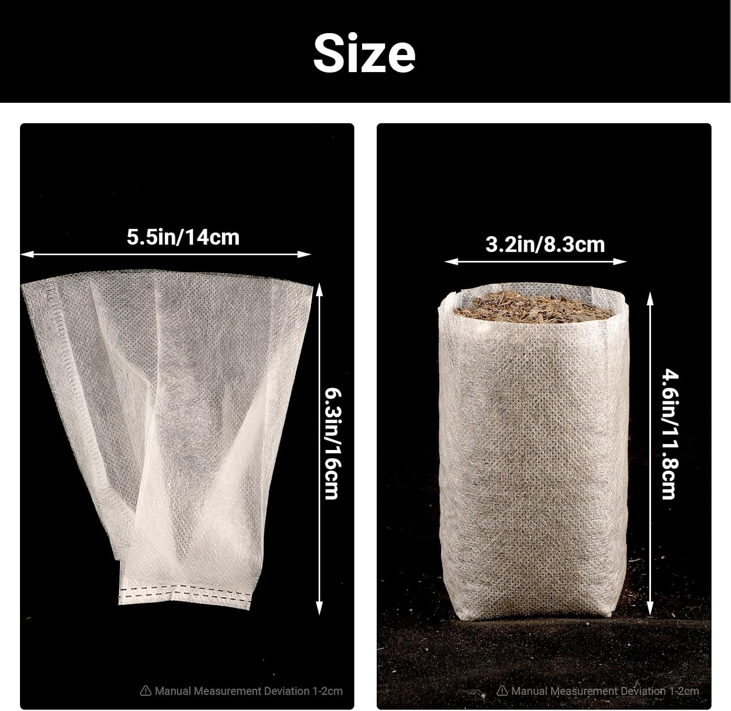 Fabric Plant Grow Bags - 200pcs Seed Starter Planting Bags Seedling Pots 5.5x6.3 inches, Nursery Pots for Plants