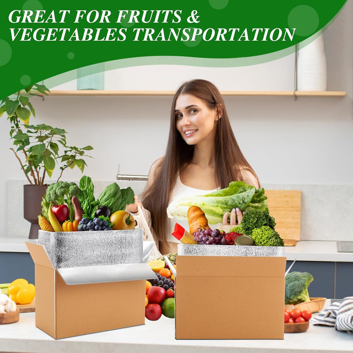 2 Pack Insulated Shipping Boxes for Frozen Food with Ice Packs, M