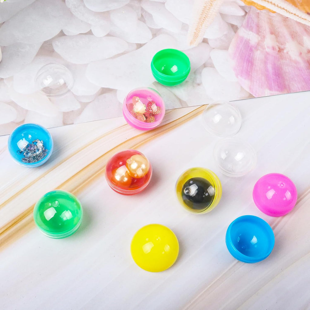 50 Pack Translucent Colorful Empty Capsules, 1.1 Inch Vending Machine Capsules, Plastic Small Round Gumball Machine