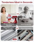 3-Adjust Stainless Steel Meat Tenderizer Attachment for KitchenAid Mixer