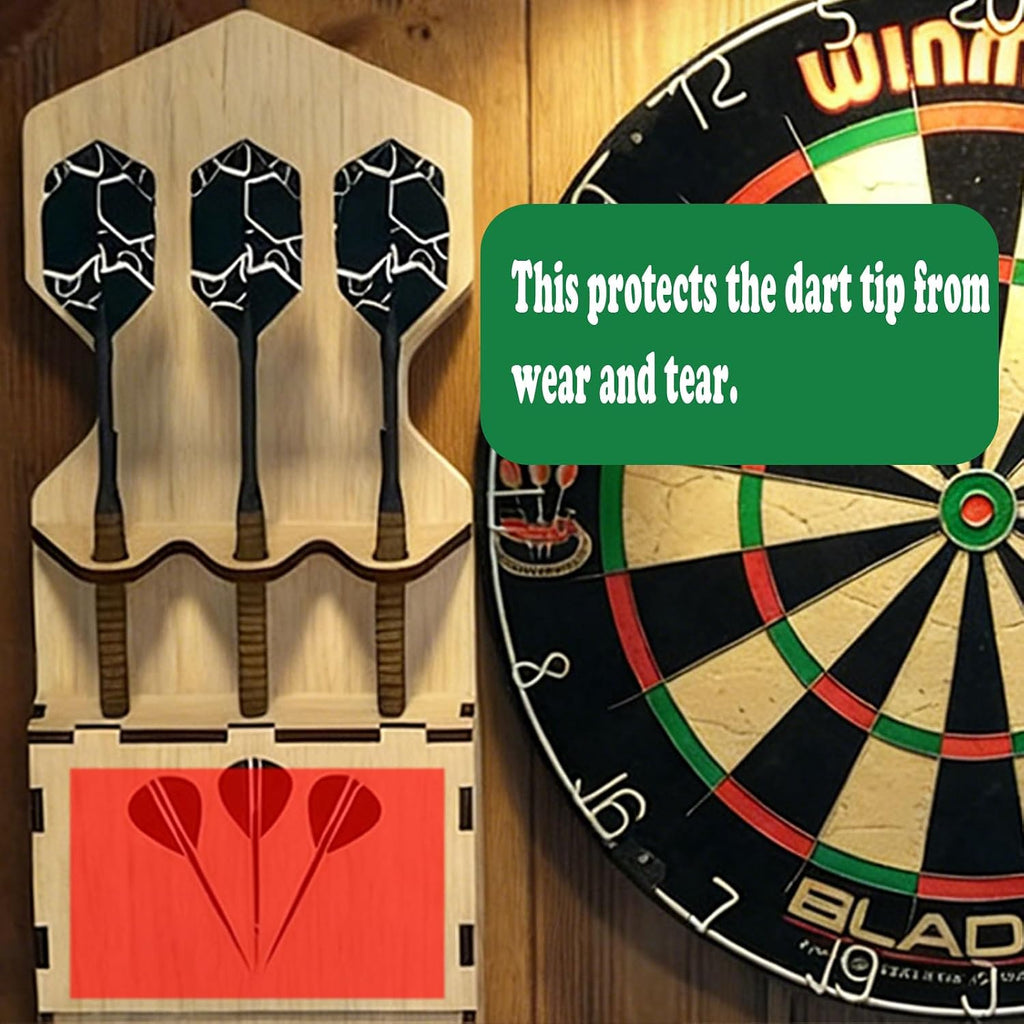 Dart Holder Wall Mount & Table Stand - Holds 6 Darts with Tip Protection | Dart Storage Organizer with Accessory Box