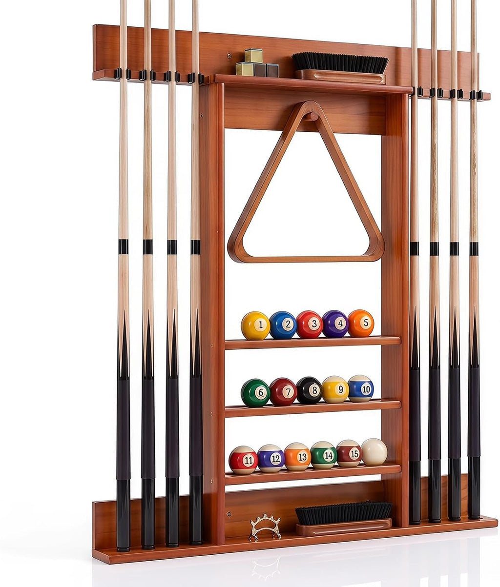 Pool Stick Holder, Wall Mount 8 Pool Cue Rack made of 100% Pine Wood, Billiard Cue Racks Pool Table Accessories for