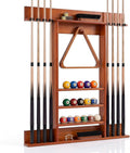 Pool Stick Holder, Wall Mount 8 Pool Cue Rack made of 100% Pine Wood, Billiard Cue Racks Pool Table Accessories for