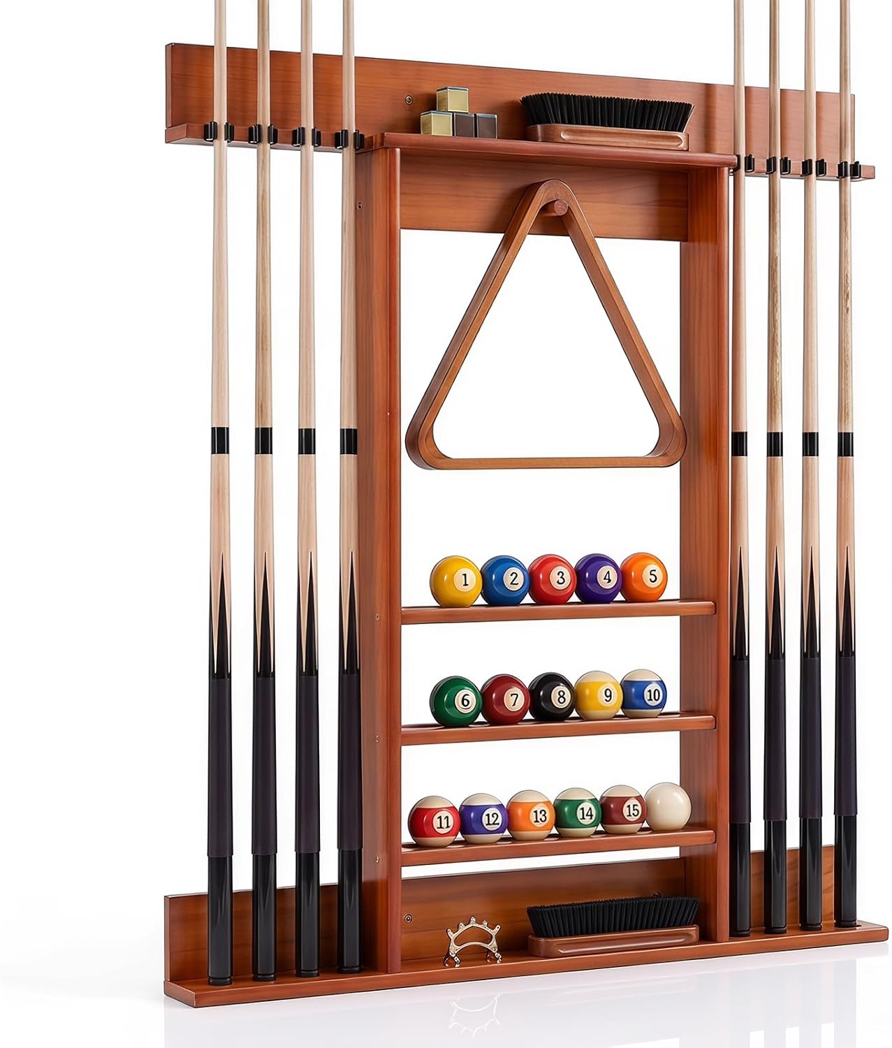 Pool Stick Holder, Wall Mount 8 Pool Cue Rack made of 100% Pine Wood, Billiard Cue Racks Pool Table Accessories for