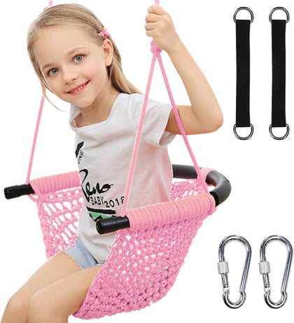 Tree Swing for Kids, Adjustable Toddler Rope Swing Seat with Snap Hooks and Straps, 440 lbs Capacity, Swingset