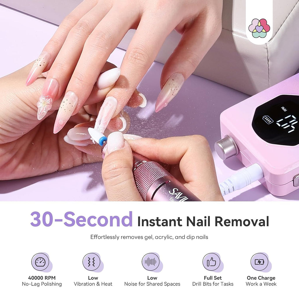 Nail Drill Professional 40000RPM 30S Fast Removal for Acrylic Nail
