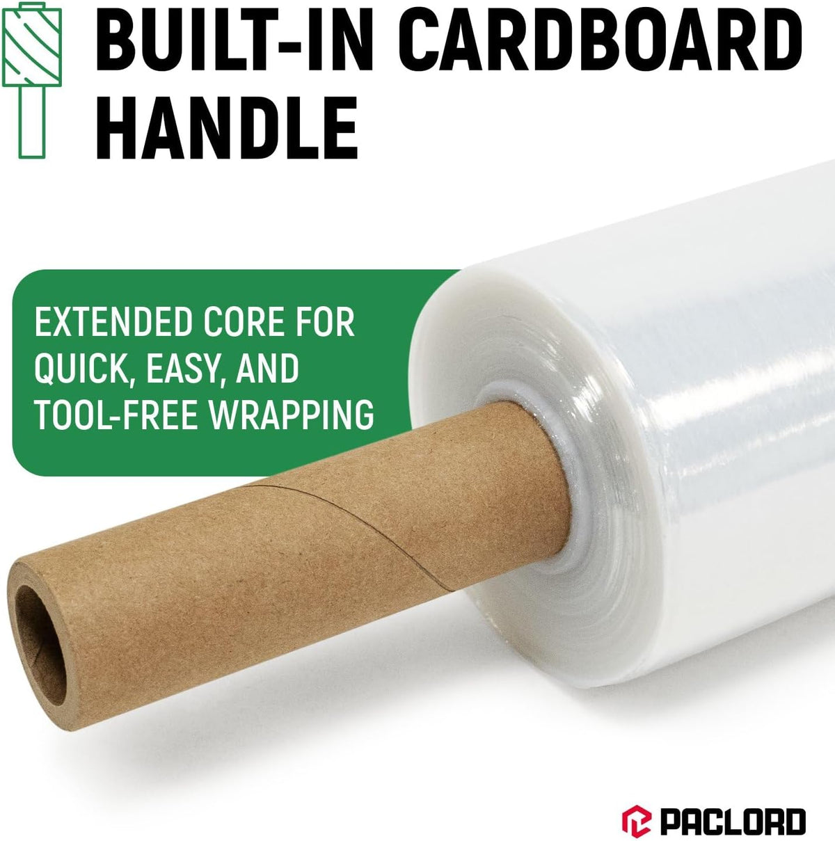 5" x 1000' Industrial Strength Stretch Wrap with Extended Handle, Pack of 2