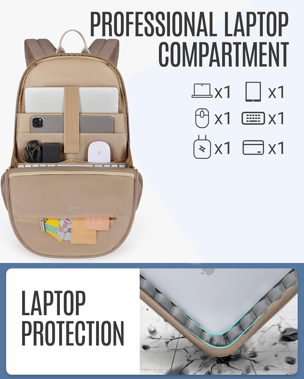 Travel Laptop Backpack Women, 17.3 Inch Laptop Backpack with USB Charging Hole, Water Resistant College Bookbag