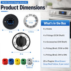 RK103 Range Knob Kit, 5 ABS Stove Knobs for Whirlpool, KN002 TJKN002