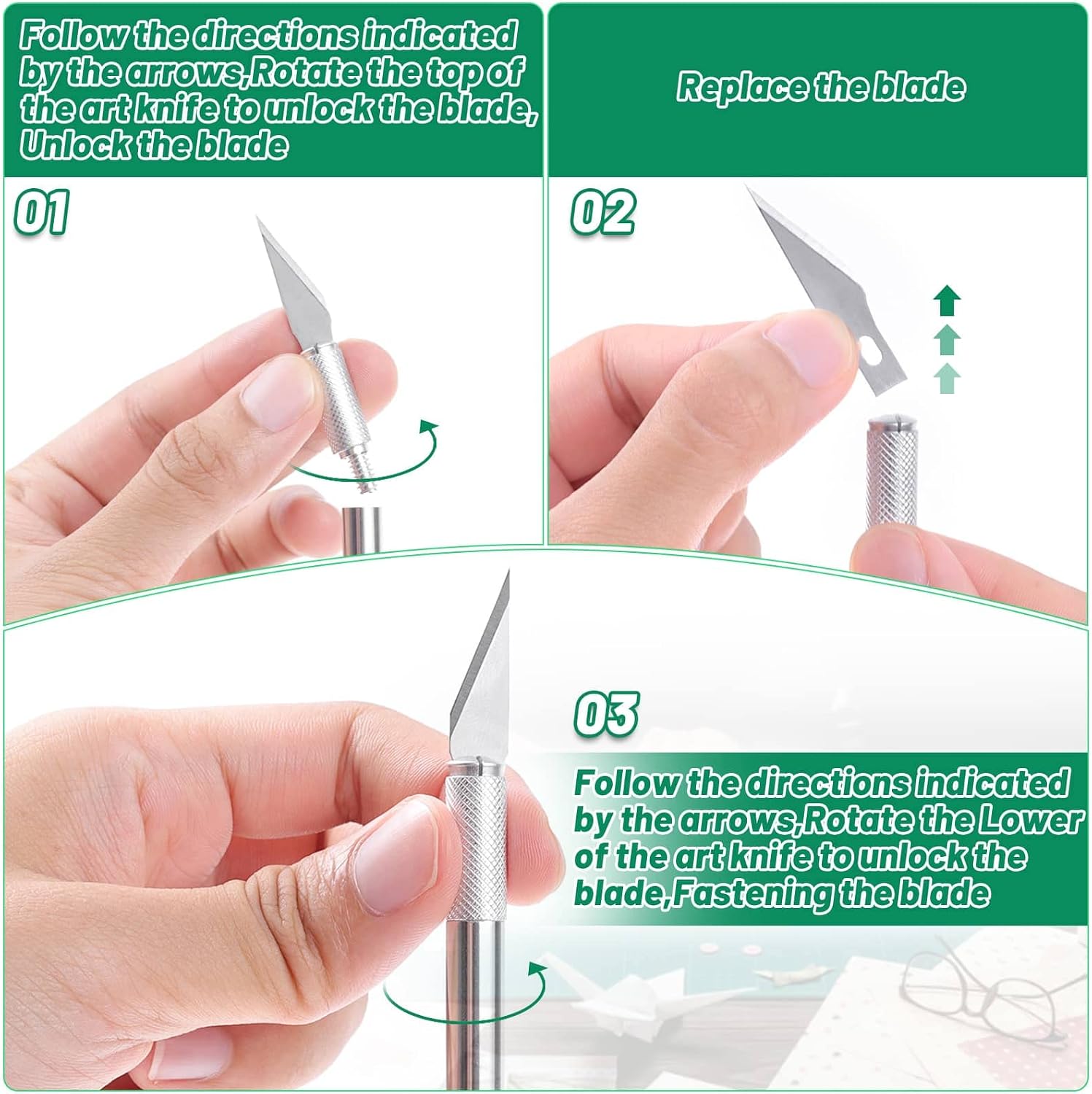 Exacto Knife with Hobby Mat for Crafts, Self Healing Cutting Mat Hobby Knife with 30 PCS Exacto Blades Precision