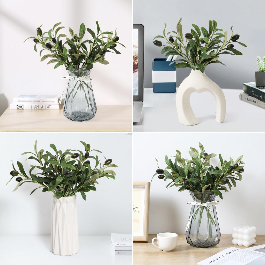 10pcs 10” Faux Olive Leaves Stems Artificial Branches for Vases