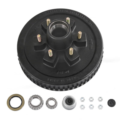 12" x 2" Trailer Brake Drum Kit 6 on 5.5" Replacement for 5200-6000 LBS Axle Hub Heavy Duty 6 Bolt Trailer Brake Hub