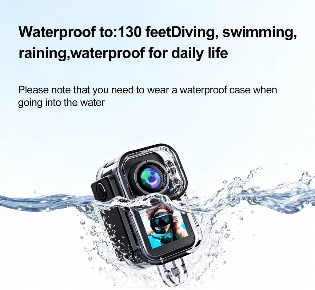4K Mini Action Camera, EIS Stabilization, 130° Wide Angle, Dual Touchscreen, Pre-Record, Waterproof for Vlogging