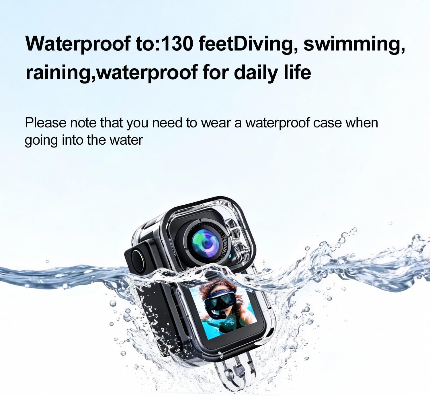 4K Mini Action Camera, EIS Stabilization, 130° Wide Angle, Dual Touchscreen, Pre-Record, Waterproof for Vlogging