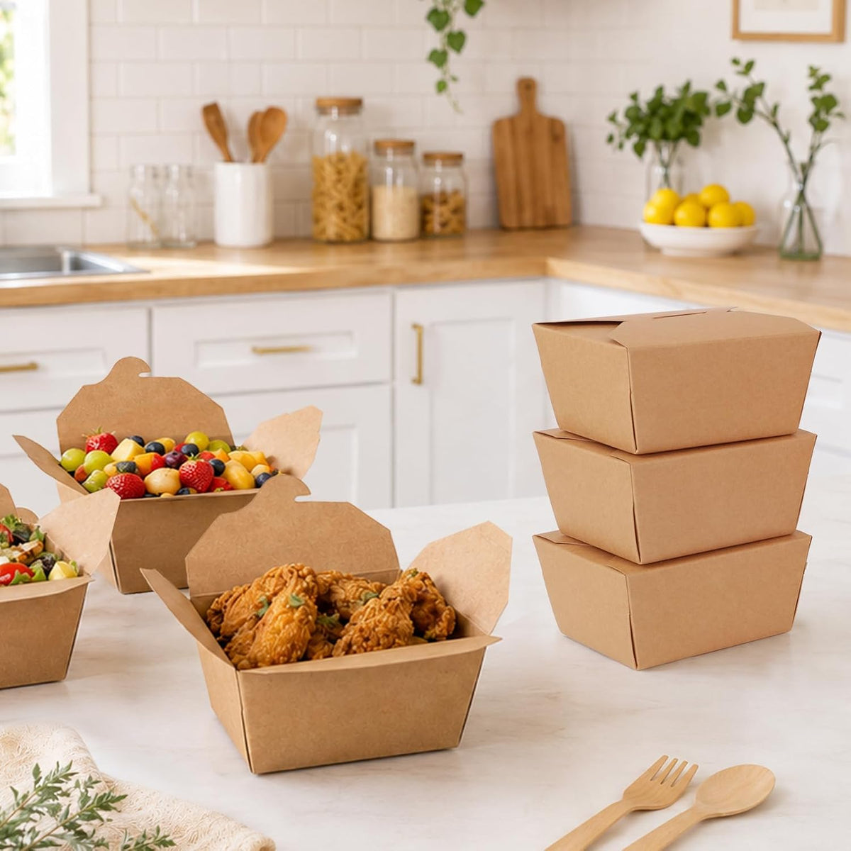 27oz Paper to Go Boxes for Food, 50 Pack Kraft Paper Take Out box
