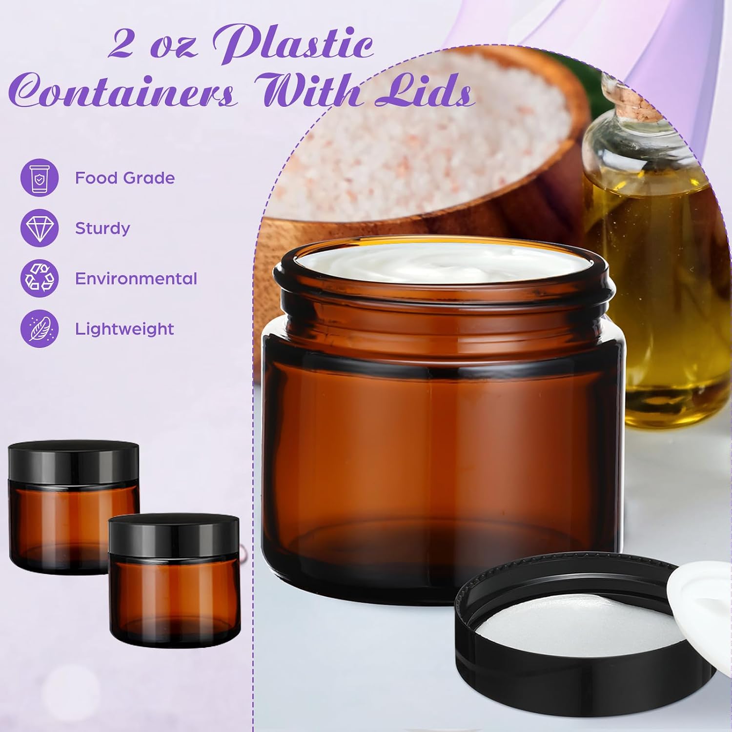 2 oz Glass Jars with Lids, Clear Candle Jars with Black Lids Round Empty Candles Container Tins for Candle Making