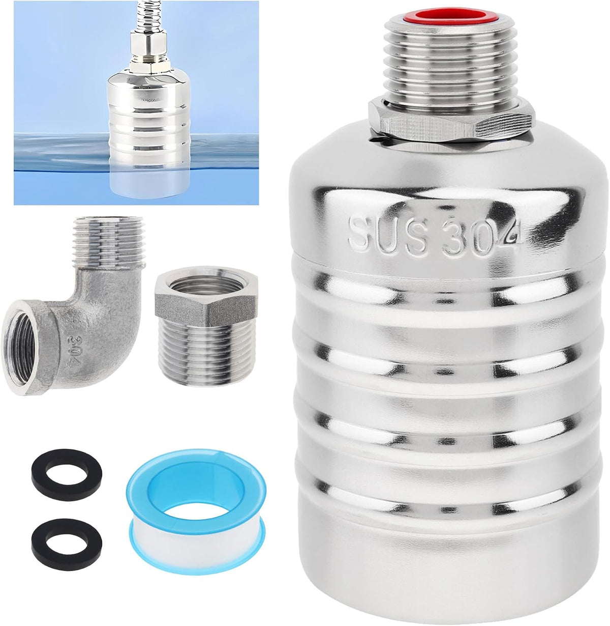 Float Valve 1/2inch to 3/4inch NPT Auto Shut Off Water Level Control Valve