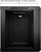 RackPath 9U Professional Wall Mount Server Cabinet Network Rack Enclosure with 2X Quiet Cooling Fan, 1x Brush Cable Management Panel, Black