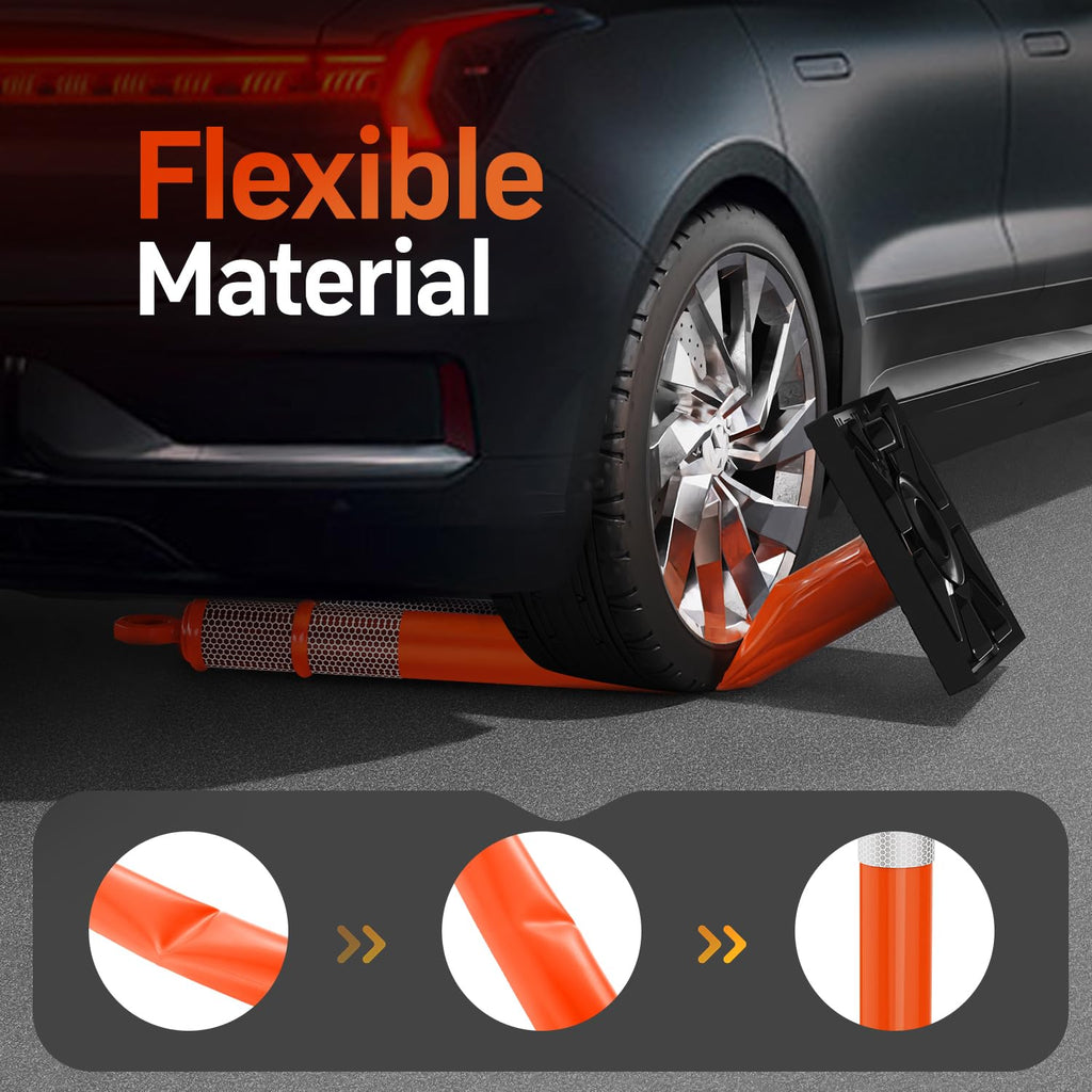 42 Inch Orange Traffic Cones Delineator Posts with Base 6 Pcs | 11.8" x 11.8" weighted base with reflective collars