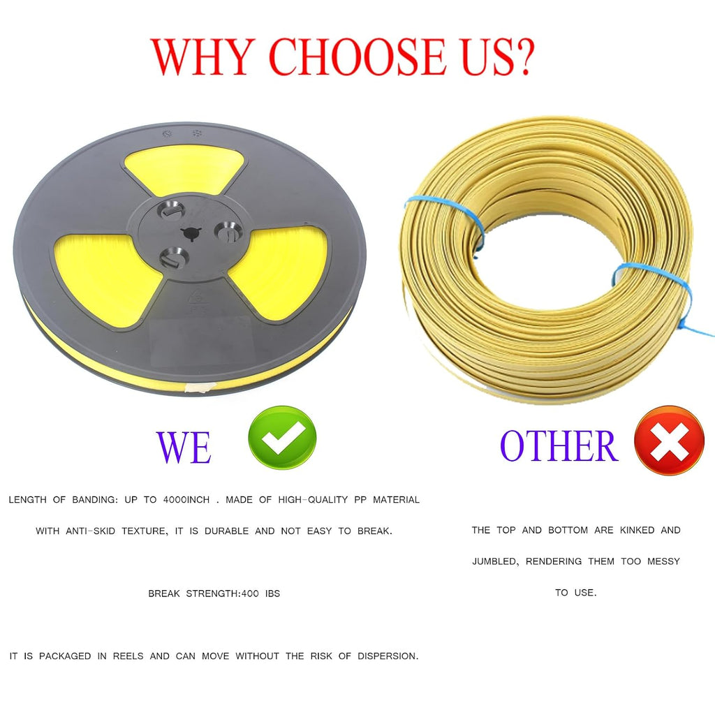 Packaging Banding Strapping Kit, Poly Strapping Tensioner, | 4000" PP Strapping Band,100 Pcs Metal Seals, Sealer