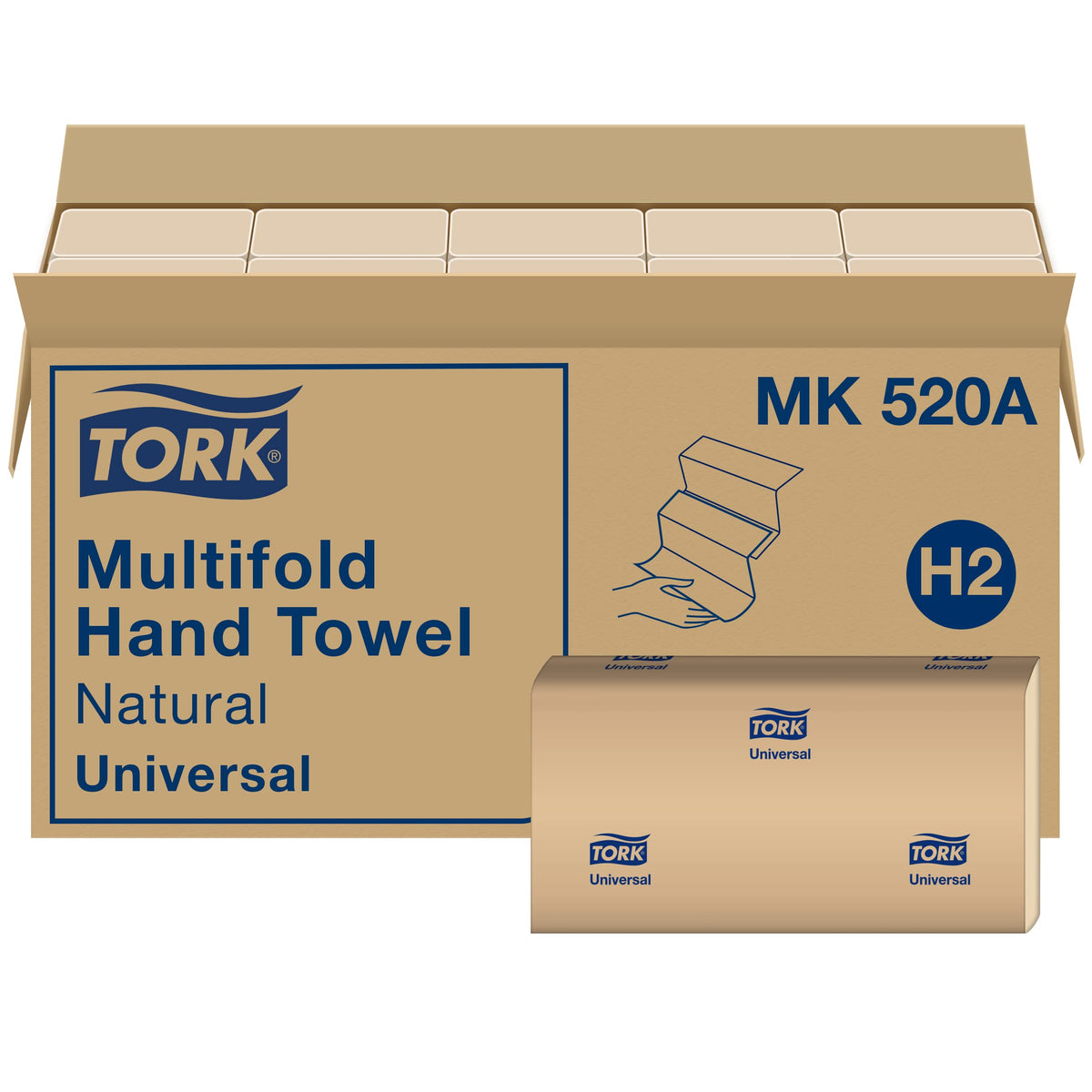 Multifold Hand Towel, Natural, 16 packs x 250 sheets, MK520A