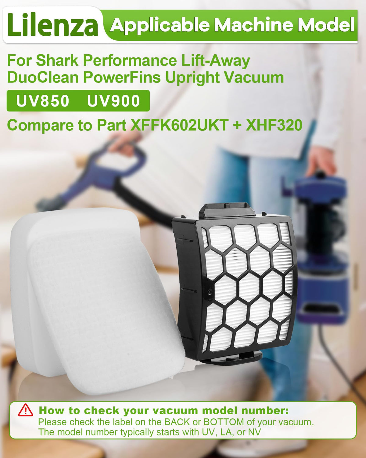 Lilenza UV850 Filter Replacement for Shark Performance Lift Away Vacuum