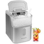 Countertop Crunchy Chewable Nugget Ice Maker, Compact, 33lbs per Day, Metallic Finish