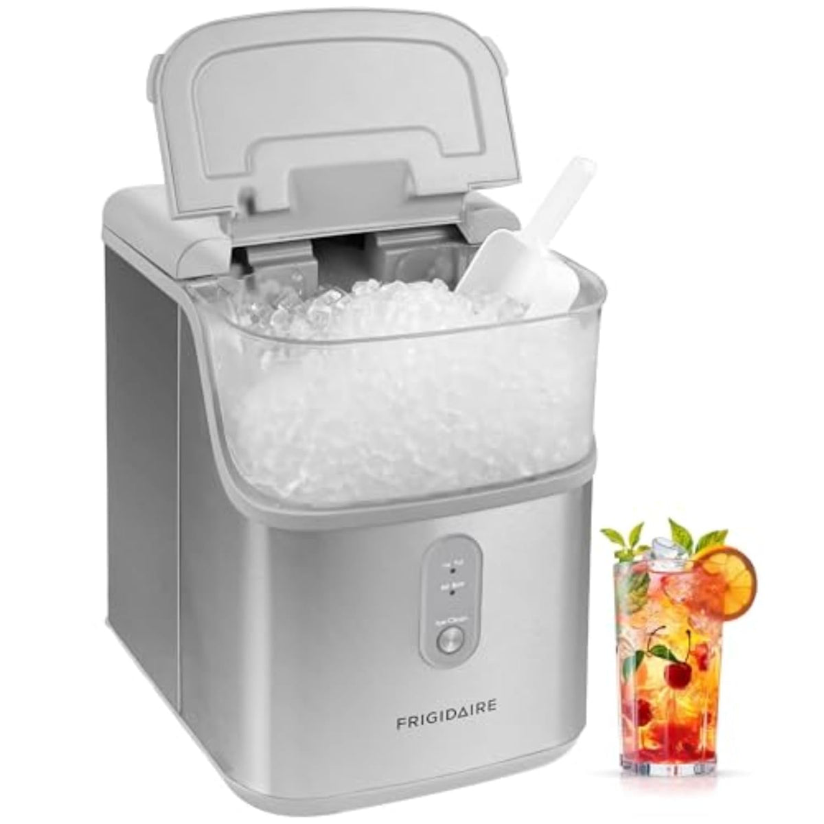 Countertop Crunchy Chewable Nugget Ice Maker, Compact, 33lbs per Day, Metallic Finish