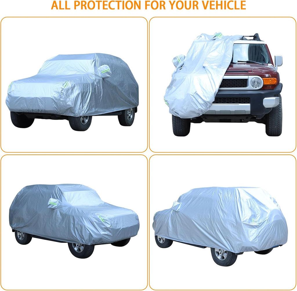 Compatible with Toyota FJ Cruiser 2007-2021 Car Cover Waterproof All Weather Outdoor Full Car Cover, Sun Hail UV Snow