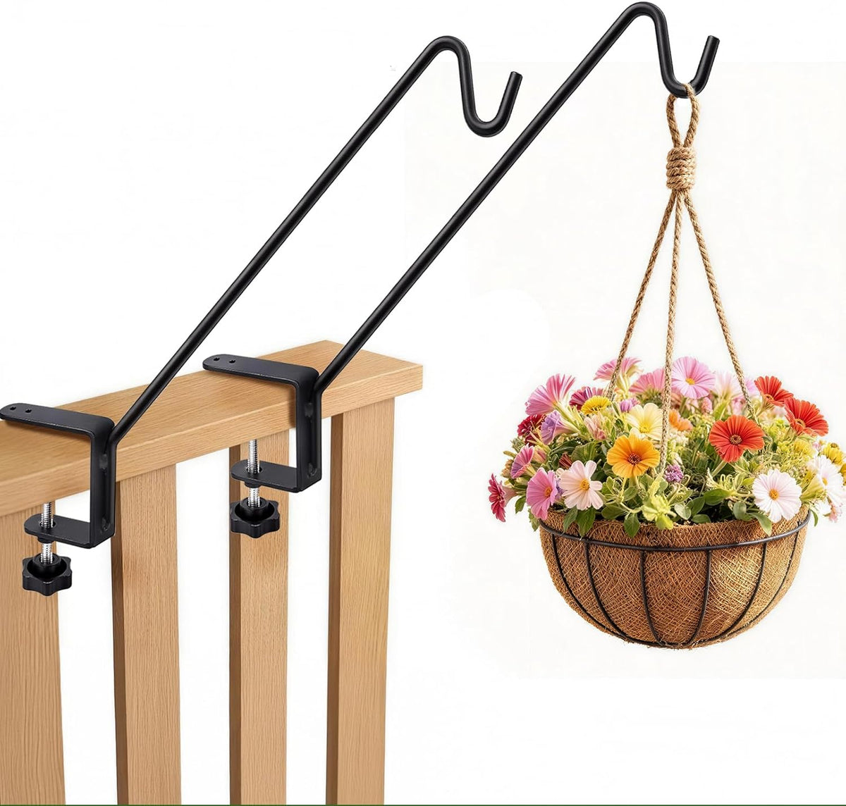 11 Inch Deck Railing Plant Hanger 2 PCS, Deck Hooks for Railing