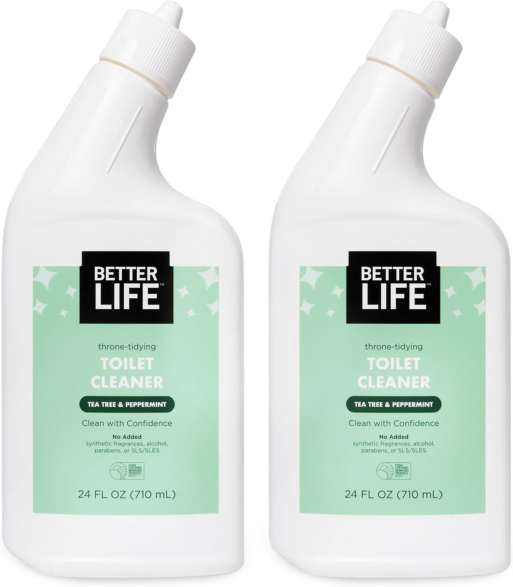 Toilet Bowl Cleaner, Plant-based, Stain & Odor Remover, Tea Tree & Peppermint Scent Cleaning Gel, Liquid Bathroom
