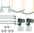 DIY Swing Set Hardware Kit with Easy 1-2-3 A-Frame Brackets, Swing Seats, Ring Trapeze Bar and All Assembly Hardware