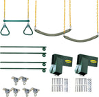 DIY Swing Set Hardware Kit with Easy 1-2-3 A-Frame Brackets, Swing Seats, Ring Trapeze Bar and All Assembly Hardware