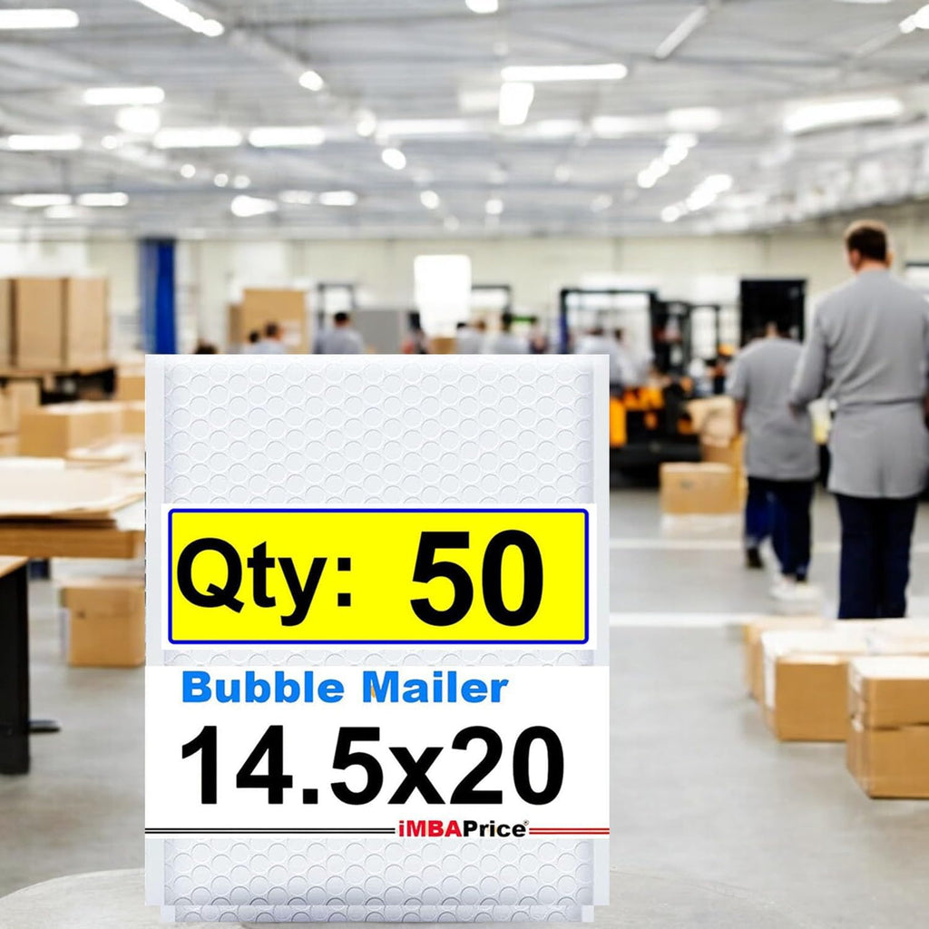 14.5x20 Inches White Color Polybubble Bag, 50-Pack Size #7 Self Seal Poly Bubble Mailers Padded Packing Envelopes