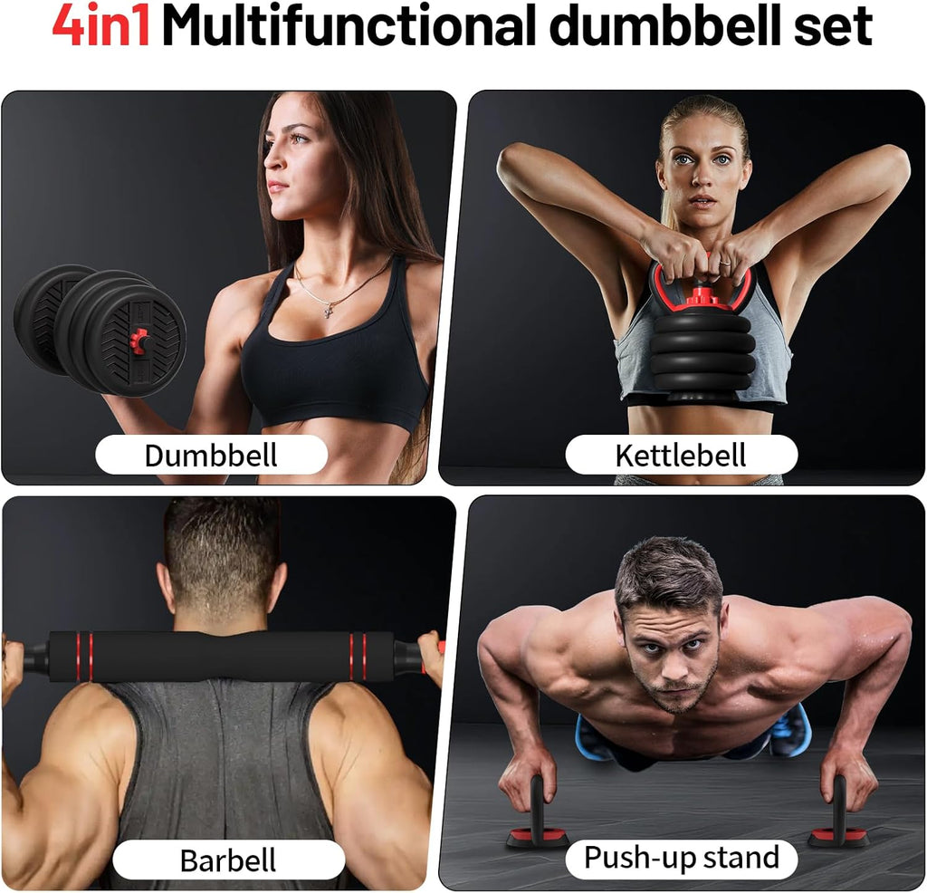 Adjustable Dumbbell, 20/30/45/70/90lbs Dumbbells Set, 4-in-1 Free Weights for Women/Men Workout Equipment Used as