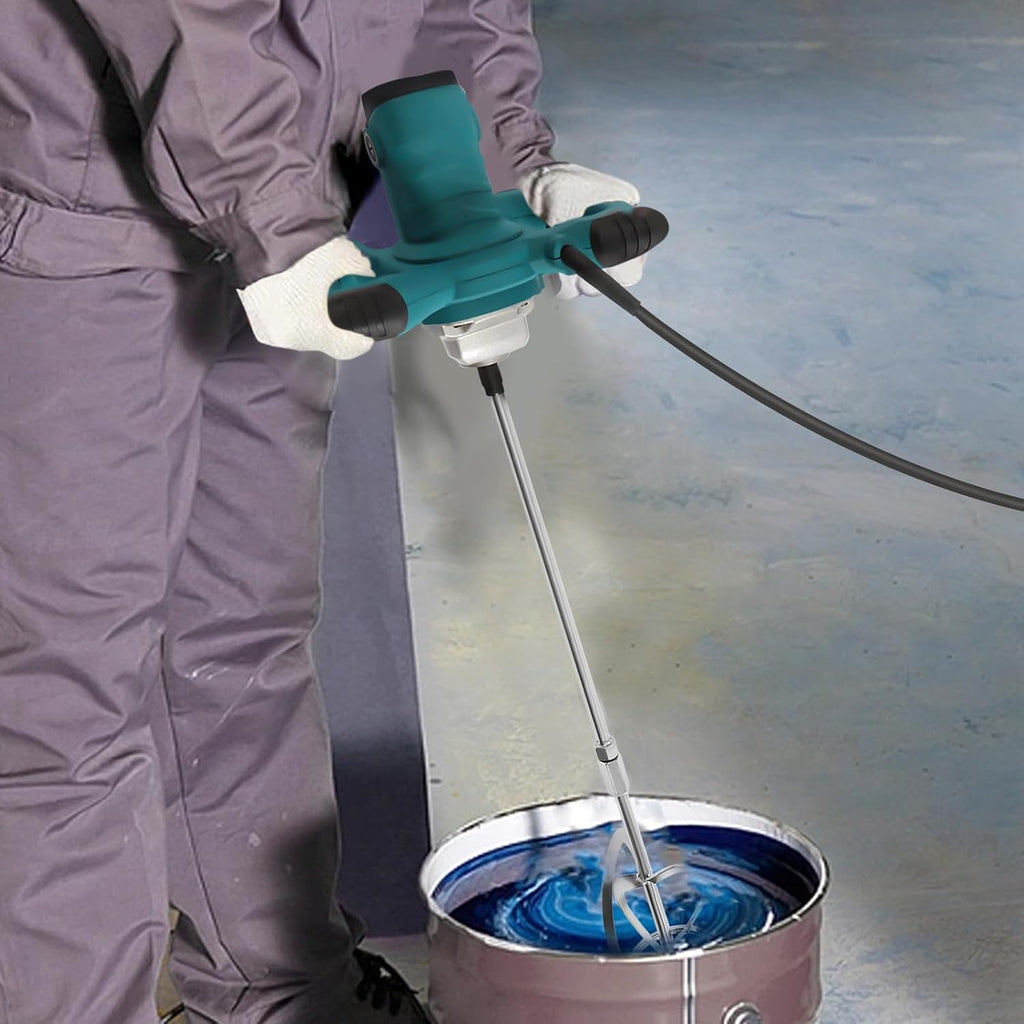 Electric Concrete Mixer - 2100w 110v Portable Handheld Cement Mixer, with 6-Speed Adjustable Mud Mixing Drill & Paddle