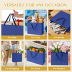 5 Pack Large Blue Gift Bags with Handles & 10 Tissue Papers