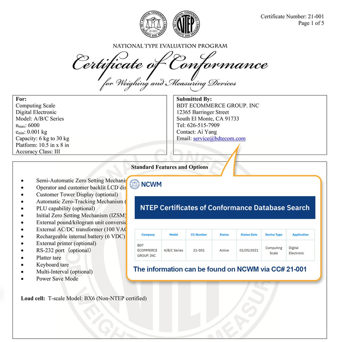 Price Computing Scale NTEP Certified for Legal Trade