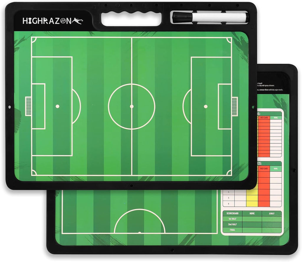 Dry Erase Soccer Clipboard for Coach, Premium Tactical Soccer Coaching Board, Portable Double Sides Full & Half Court