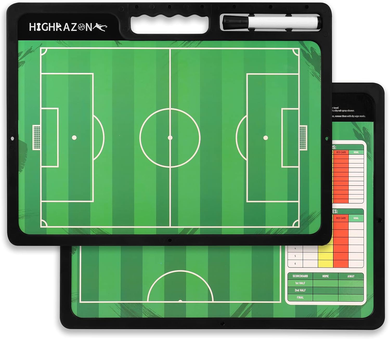 Dry Erase Soccer Clipboard for Coach, Premium Tactical Soccer Coaching Board, Portable Double Sides Full & Half Court