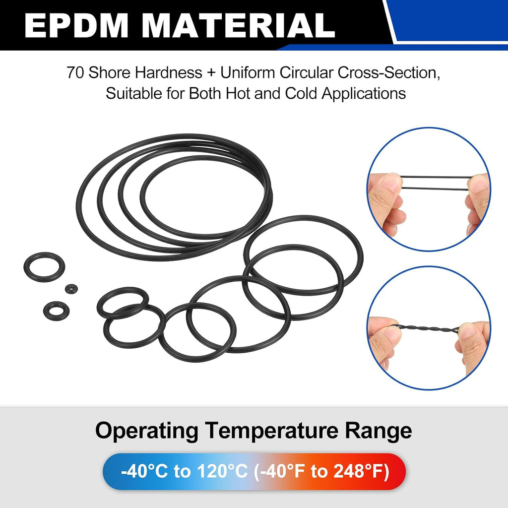 uxcell 100Pcs AS-014 O-Rings, EPDM O-Rings 1/2" ID, 31/32" OD, 1/16" W