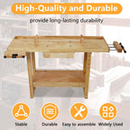 55" Rubber Wood Workbench with Drawer& Shelf, 330 lbs Weight Capacity