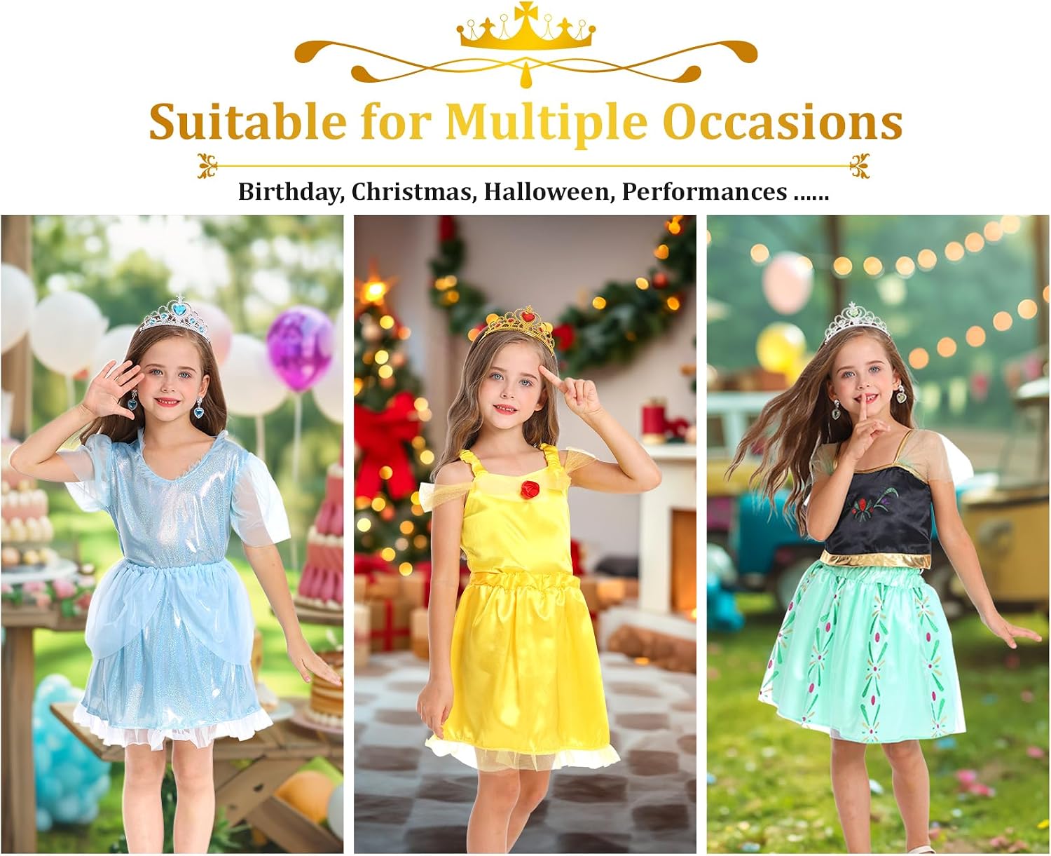 Princess Dress Up Clothes for Little Girl Role Play Costume Gift Set Princess Dress Up Toys for Toddler Girls