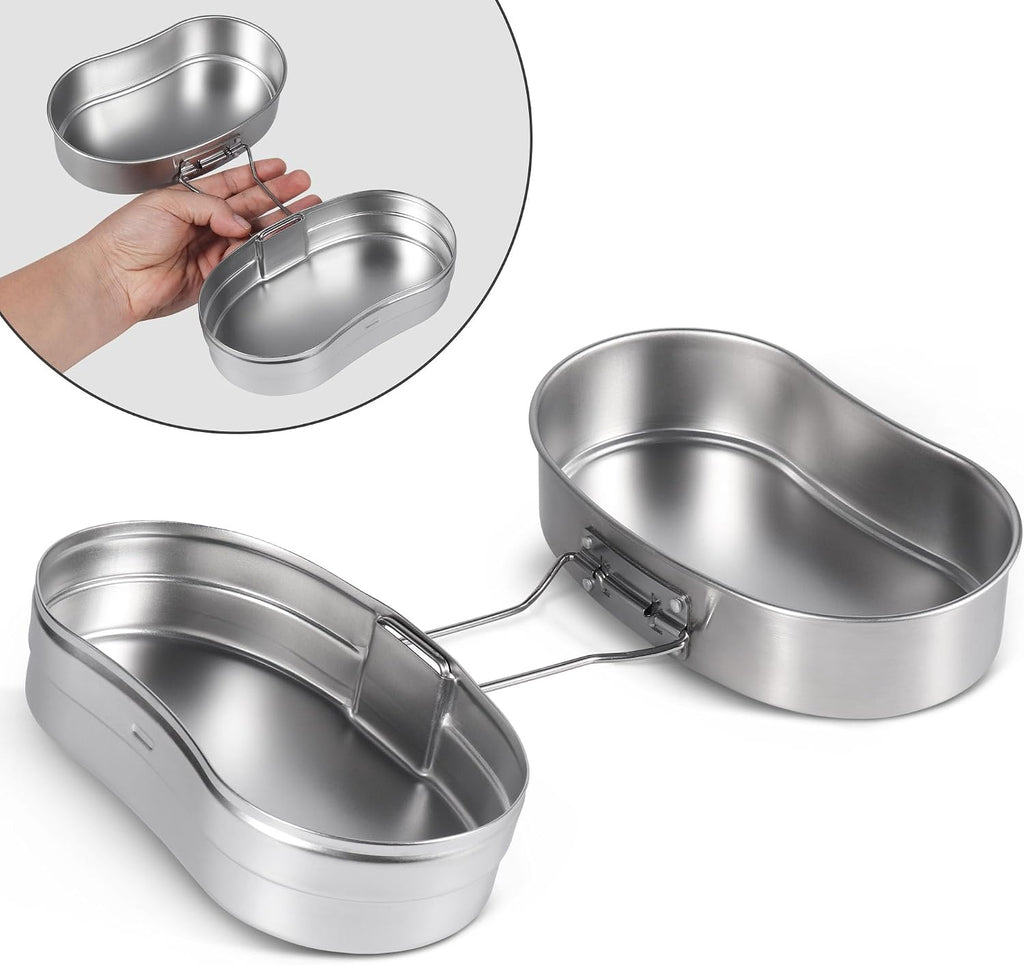 German Style M31 Military Mess Kit Mess Tin 304 Stainless Steel Backpacking Cookware Set Camping Pot Pan Set