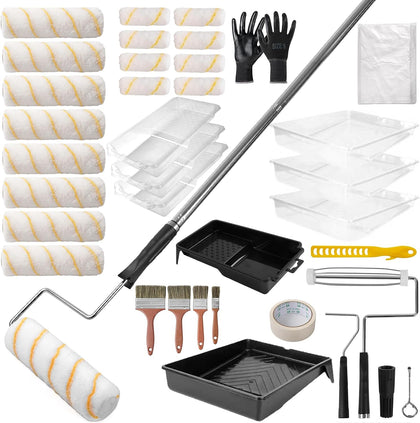 Paint Roller Kit, 36PCS with Extension Pole for Walls & Ceilings