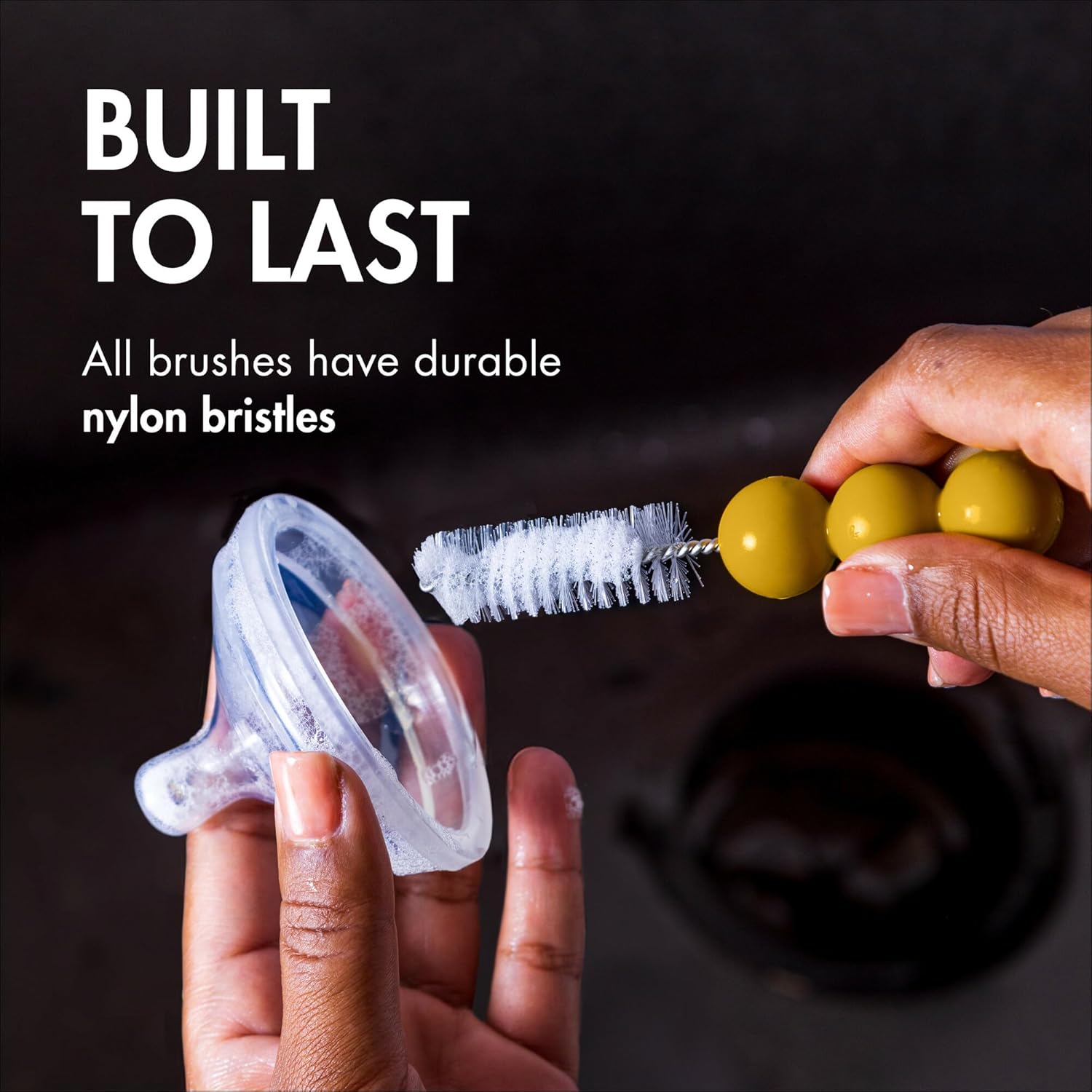 Mod Baby Bottle Brushes - Includes Bottle Cleaner Brush, Straw Cleaner Brush, Nipple Brush and Detail Brush for Baby