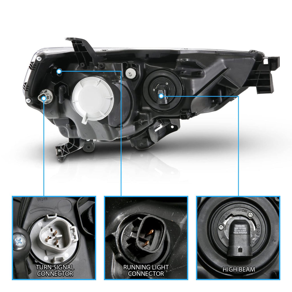 for 2014-2023 Toyota 4-Runner LED Tube Square Projector Black Replacement Headlights Set - Passenger and Driver Side