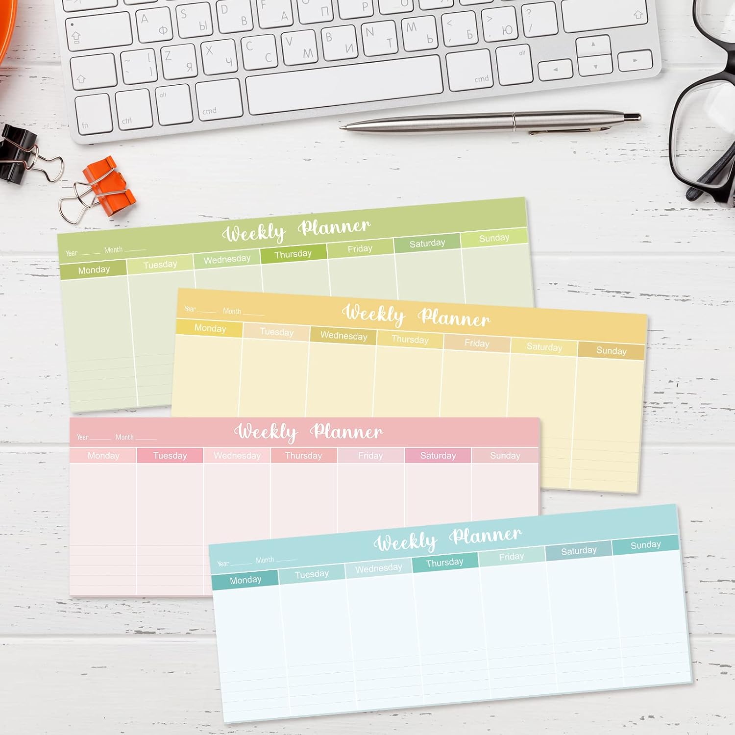 120 Sheets Weekly Planner Notepad Tear off Weekly Calendar Pad to Do List Sticky Notepad Desk Schedule Planner for