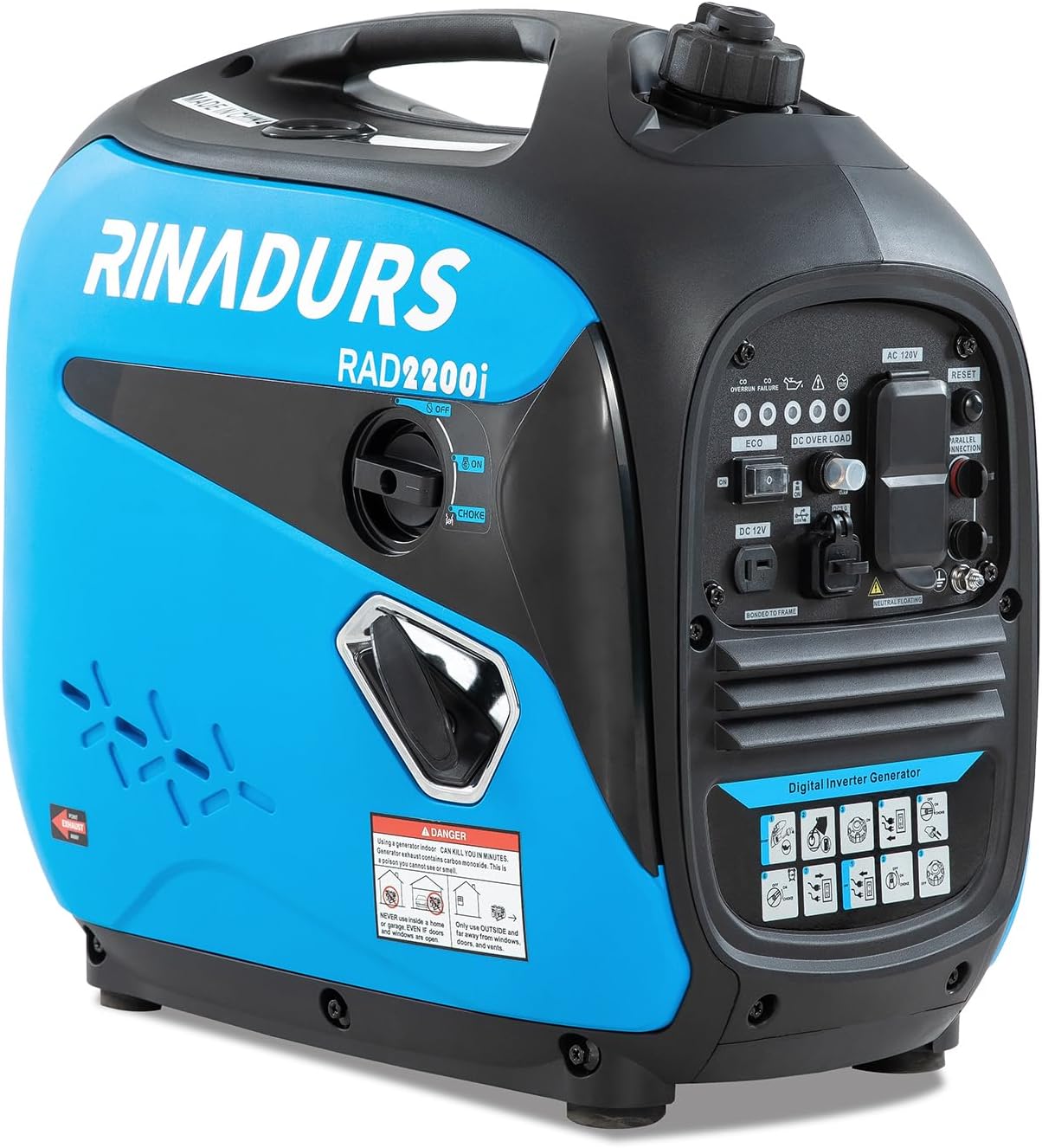 2200W Portable Inverter Generator, Fuel Efficient Gas Powered Generator with CO Sensor, Parallel Ready, Lightweight